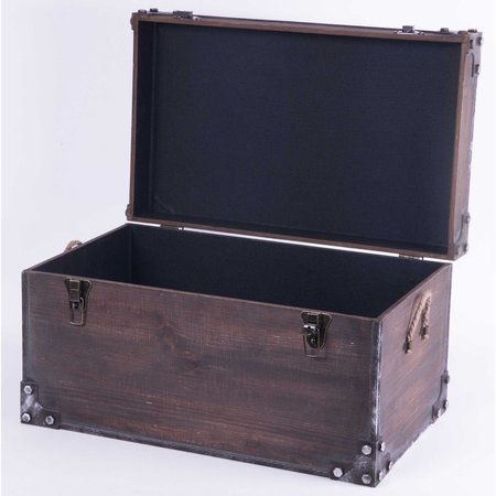 Vintiquewise Distressed Wooden Vintage Industrial Style Decorative Trunk with Lockable Latch QI003451